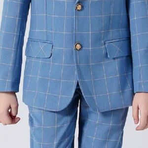Blue Windowpane Suit Jacket and Pants